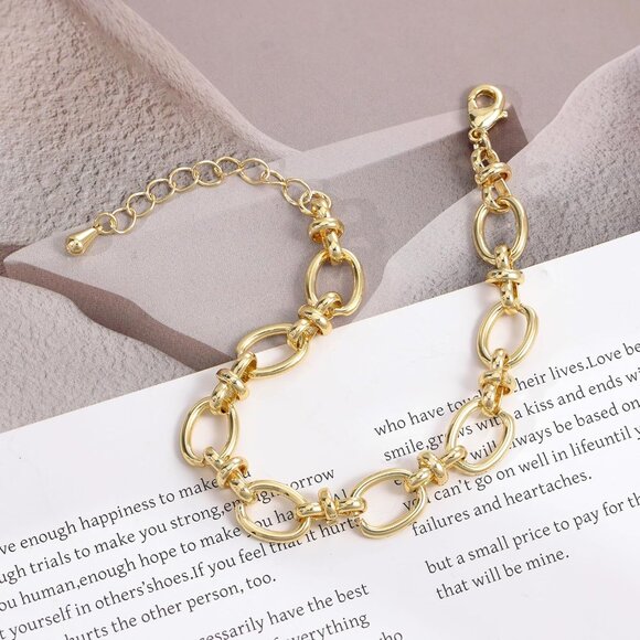 Gold Twisted Italian Designer Inspired Rope Statement Chunky Bracelets for Women - Picture 5 of 5